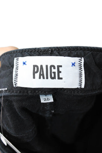 Paige Womens Skinny Black Jeans Low Rise Cotton Blend Inseam 27 Size 26
