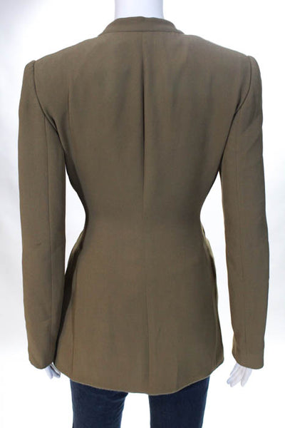Giorgio Armani Brown Silk Buttoned Tie Waist Blazer Size IT 40