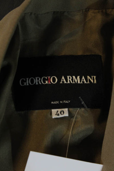 Giorgio Armani Brown Silk Buttoned Tie Waist Blazer Size IT 40