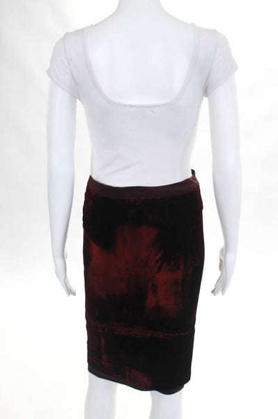 Yves Saint Laurent Maroon Velvet Midi Skirt Size European 36