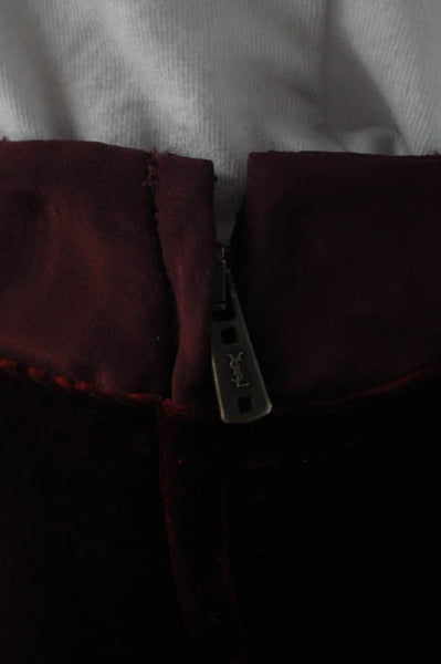 Yves Saint Laurent Maroon Velvet Midi Skirt Size European 36