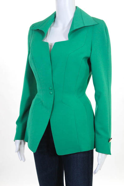 Thierry Mugler Green Wool Blend Long Sleeve Blazer French Size 36 US Size 4