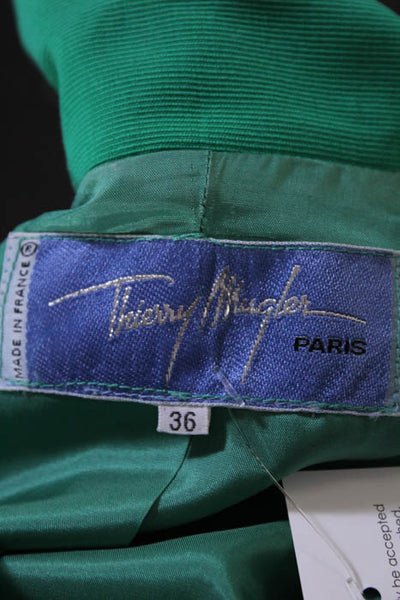 Thierry Mugler Green Wool Blend Long Sleeve Blazer French Size 36 US Size 4