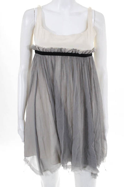 Jay Godfrey Creme Gray Sleeveless High Waist Scoop Neck Dress Size 8
