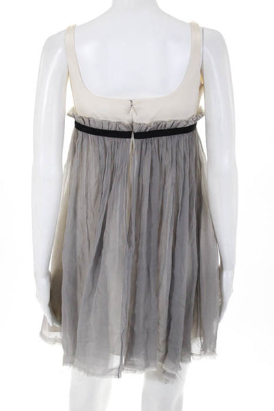 Jay Godfrey Creme Gray Sleeveless High Waist Scoop Neck Dress Size 8