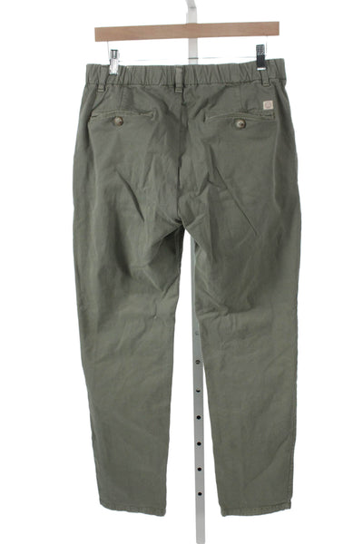 Marine Layer Mens Chino Pants Green Button 50% Organic Cotton Size M
