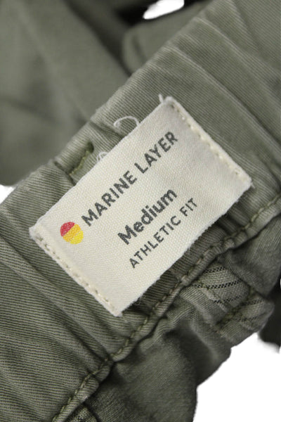 Marine Layer Mens Chino Pants Green Button 50% Organic Cotton Size M