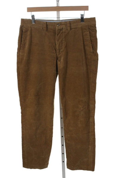 Polo Ralph Lauren Mens Chino Pants Brown Button 99% Cotton Size 33