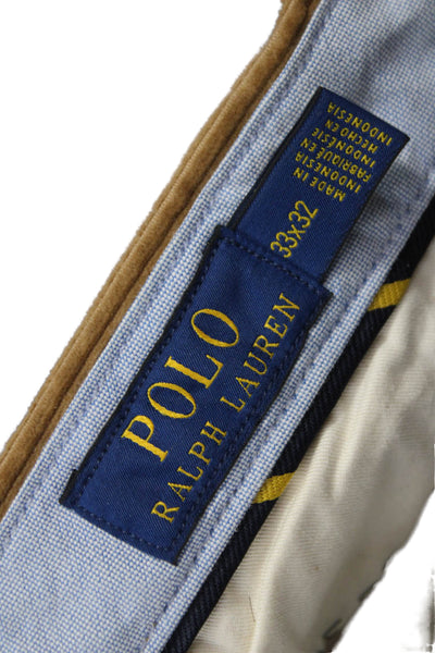 Polo Ralph Lauren Mens Chino Pants Brown Button 99% Cotton Size 33