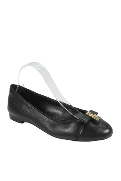 Michael Michael Kors Womens Leather Lock Accent Cap Toe Flats Black Size 8