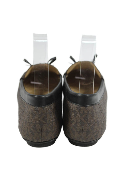 Michael Michael Kors Womens Leather Monogram Print Loafers Brown Size 8