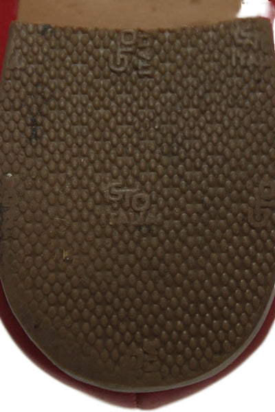 Coach Womens Leather Round Toe Buckled Flats Red Size 8
