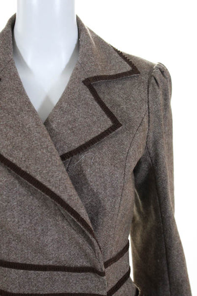Susana Monaco Brown Wide Lapel Double Breasted Coat Size Large NEW