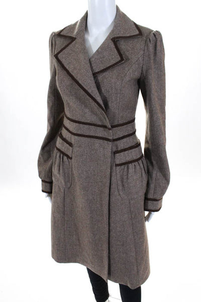 Susana Monaco Brown Wide Lapel Double Breasted Coat Size Large NEW