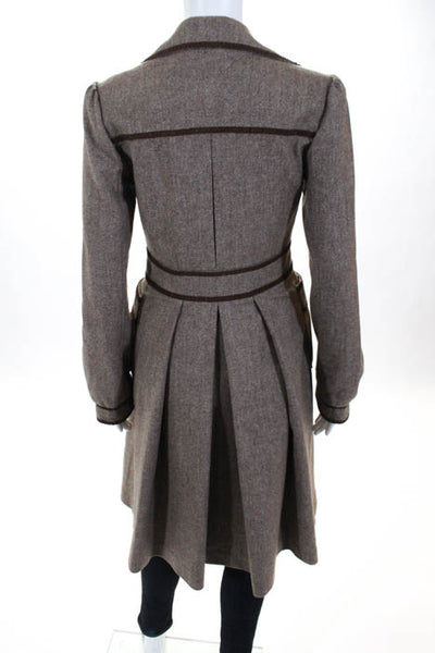 Susana Monaco Brown Wide Lapel Double Breasted Coat Size Large NEW