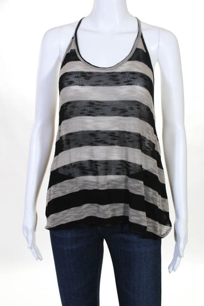 LNA Beige Black Striped Open Knit Tank Top Size Small