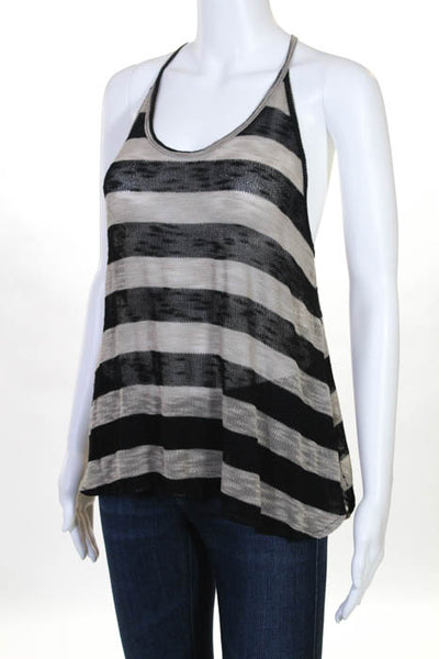 LNA Beige Black Striped Open Knit Tank Top Size Small