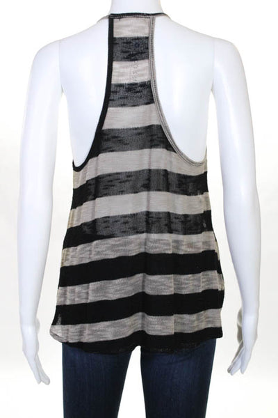 LNA Beige Black Striped Open Knit Tank Top Size Small