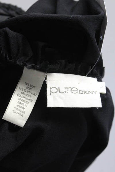 Pure DKNY Black Sheer Short Sleeve Tunic Blouse Size Large