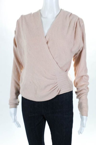 Tse Pink Cashmere Faux Wrap V-Neck Sweater Size Medium