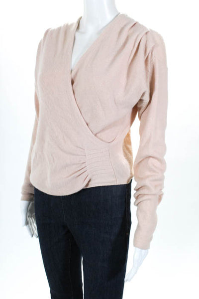 Tse Pink Cashmere Faux Wrap V-Neck Sweater Size Medium