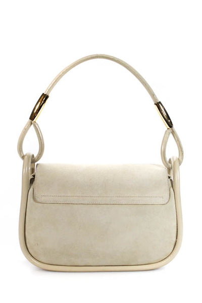 Gucci Beige Suede Leather Trim Shoulder Handbag