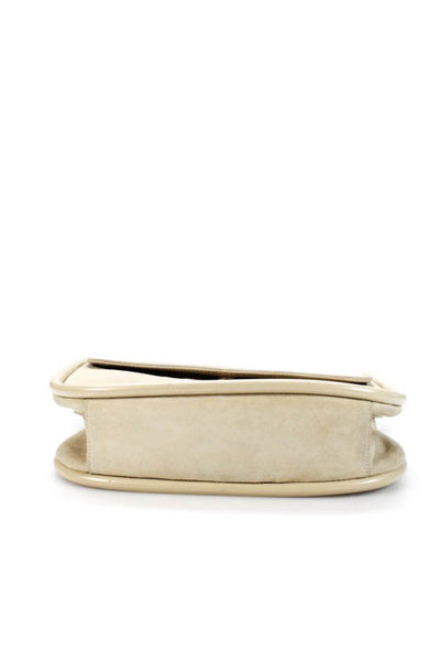 Gucci Beige Suede Leather Trim Shoulder Handbag