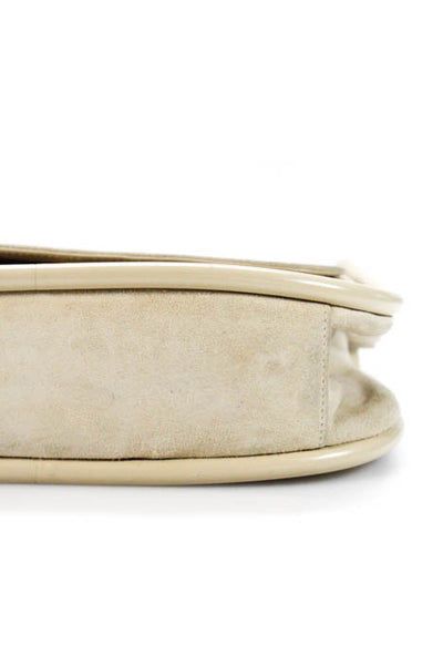 Gucci Beige Suede Leather Trim Shoulder Handbag