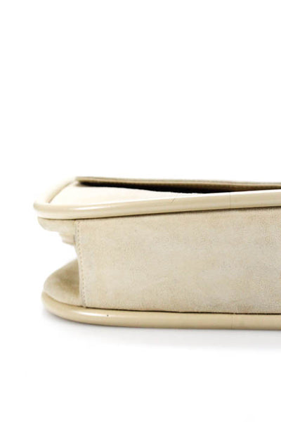 Gucci Beige Suede Leather Trim Shoulder Handbag