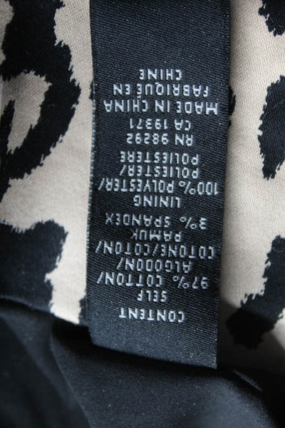 Tibi Black Brown Cotton Leopard Print Boat Neck Shift Dress Size 4