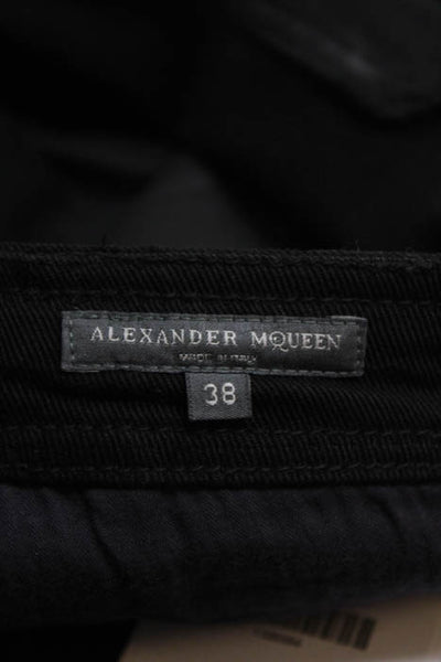 Alexander McQueen Black Cotton Zipper Fly Skinny Cropped Jeans Size Italian 38