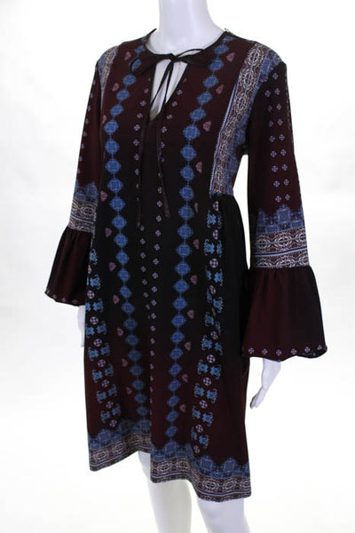 Clover Canyon Red Ombre Graphic Print Long Sleeve Dress Size Large