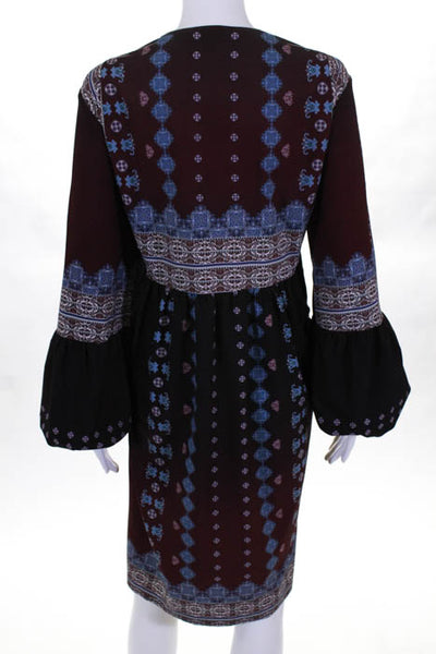 Clover Canyon Red Ombre Graphic Print Long Sleeve Dress Size Large