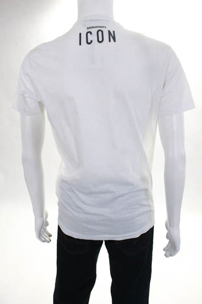 Dsquared2 White Cotton Mens Short Sleeve Champagne Tee Shirt Size Small