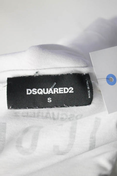 Dsquared2 White Cotton Mens Short Sleeve Champagne Tee Shirt Size Small