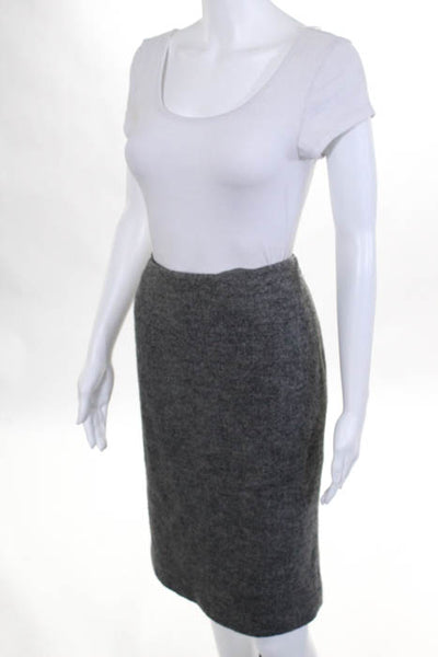 Ralph Lauren Black Label Gray Wool Chevron Print Pencil Skirt Size 12