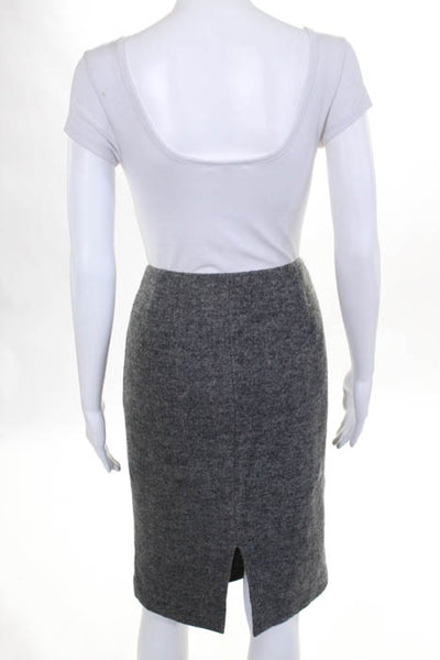 Ralph Lauren Black Label Gray Wool Chevron Print Pencil Skirt Size 12