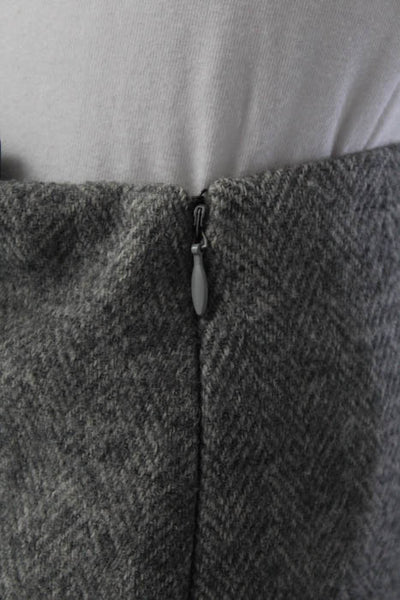 Ralph Lauren Black Label Gray Wool Chevron Print Pencil Skirt Size 12