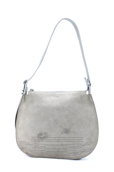 Allsaints Gray Suede Zipper Closure Cooper Hobo Shoulder Handbag