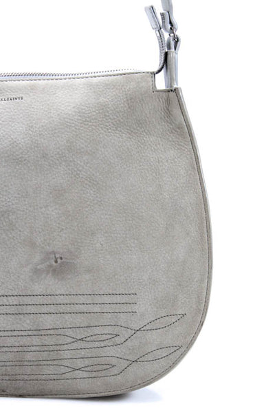 Allsaints Gray Suede Zipper Closure Cooper Hobo Shoulder Handbag