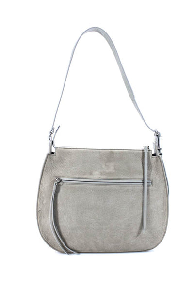 Allsaints Gray Suede Zipper Closure Cooper Hobo Shoulder Handbag