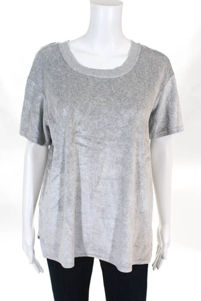 Feel the Piece Terre Jacobs Gray Velour Short Sleeve T-Shirt Size M/L New