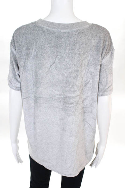 Feel the Piece Terre Jacobs Gray Velour Short Sleeve T-Shirt Size M/L New