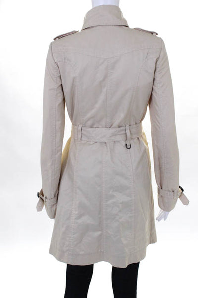 Zara Woman Womens Jackets Size Extra Small Tan Cotton Double Breasted Trench
