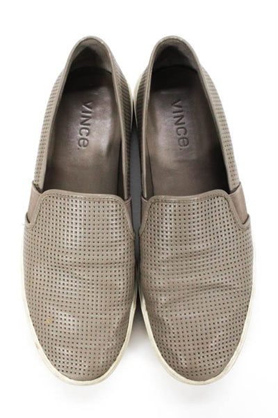 Vince Womens Sneakers Size 8 Gray Perforated Leather Platform Slip On