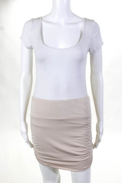 Bella Luxx Womens Skirt Size Medium Beige Ruched Pull On Mini