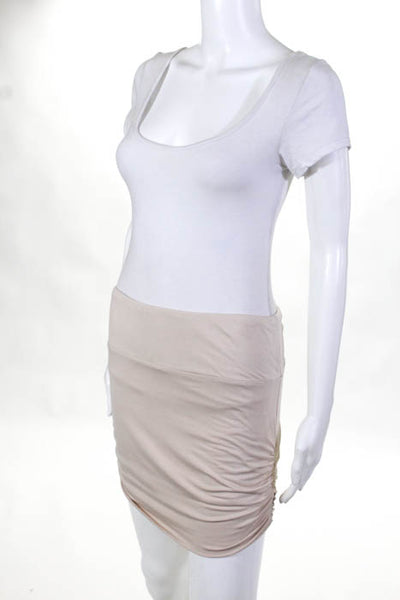 Bella Luxx Womens Skirt Size Medium Beige Ruched Pull On Mini