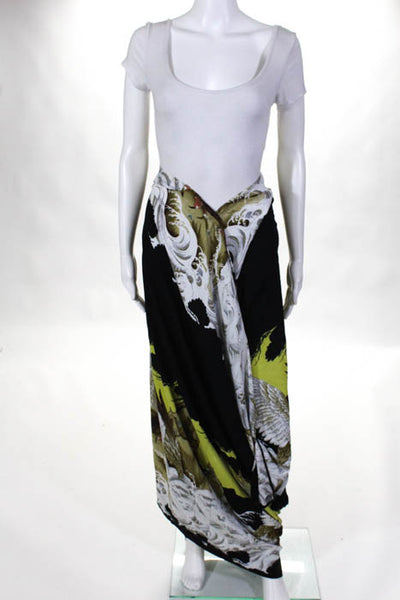 Jean Paul Gaultier Womens Wrap Skirt Size Medium Black Abstract Print Silk