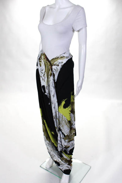 Jean Paul Gaultier Womens Wrap Skirt Size Medium Black Abstract Print Silk