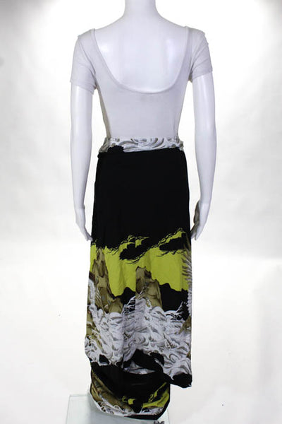 Jean Paul Gaultier Womens Wrap Skirt Size Medium Black Abstract Print Silk
